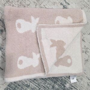 Cupcakes & Cashmere Beige Bunny Print Baby Plush Blanket